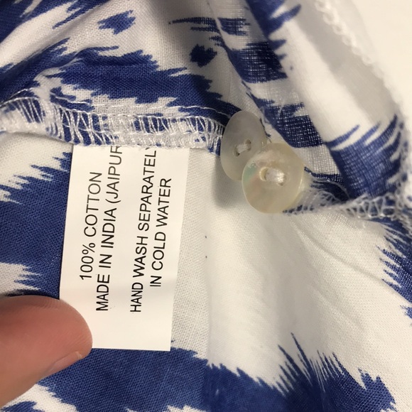 NWT At Last Cotton Annabel Maxi Dress in Blue & White Ikat - Picture 10 of 10